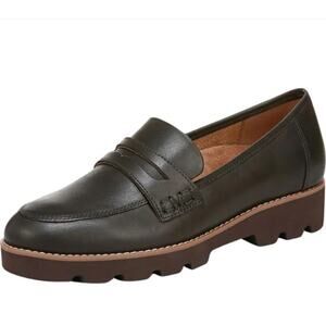 Vionic Womens Cheryl ll Loafers US 8.5 M EU 39 Dark Olive Green Leather NWOB